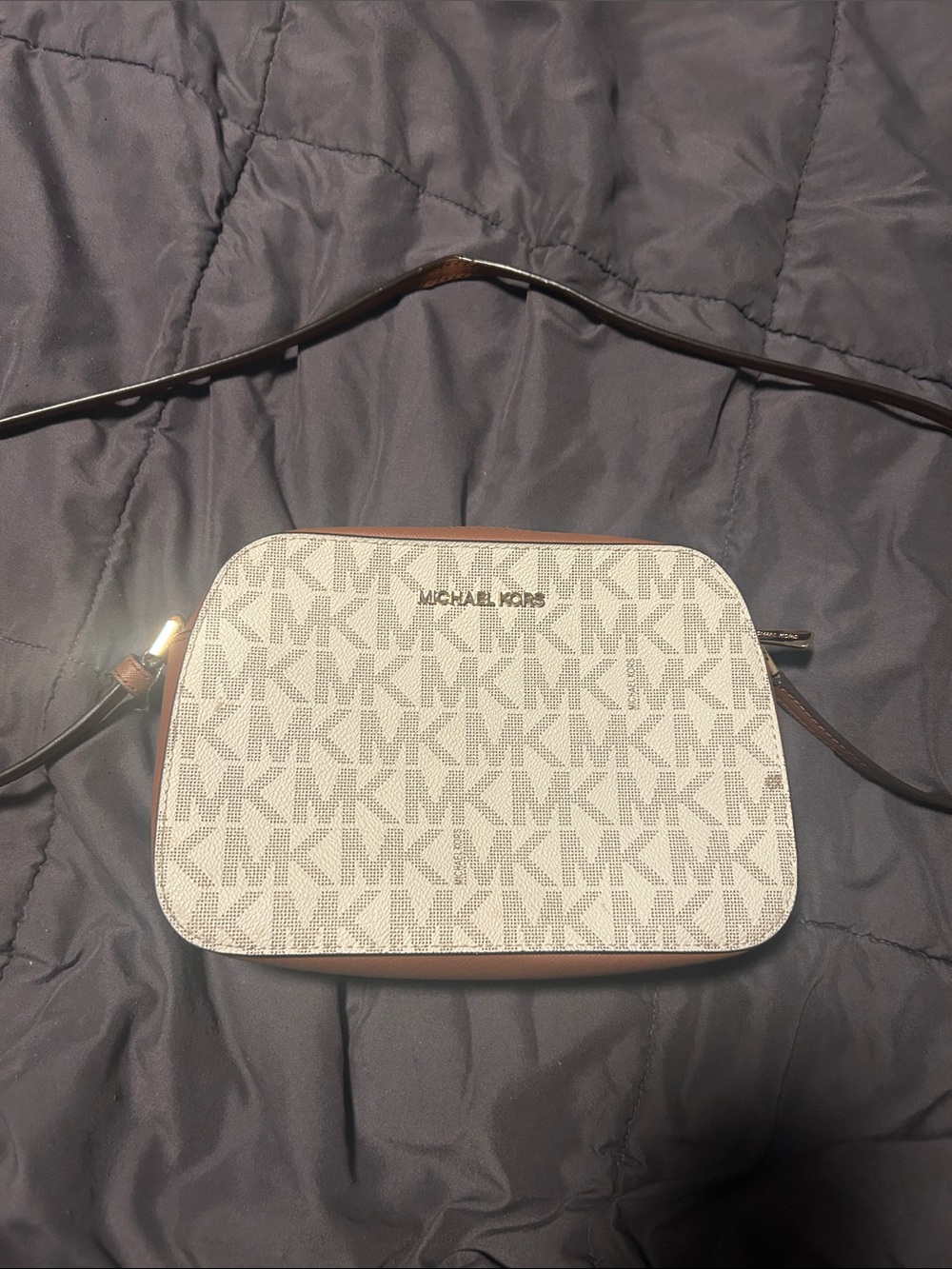 Michael Kors Beige/White MK Monogram Crossbody